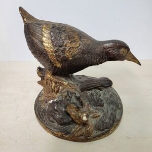 Vintage Bird Statue‎ Brown Gold Accent Figurine Home Decor Decoration